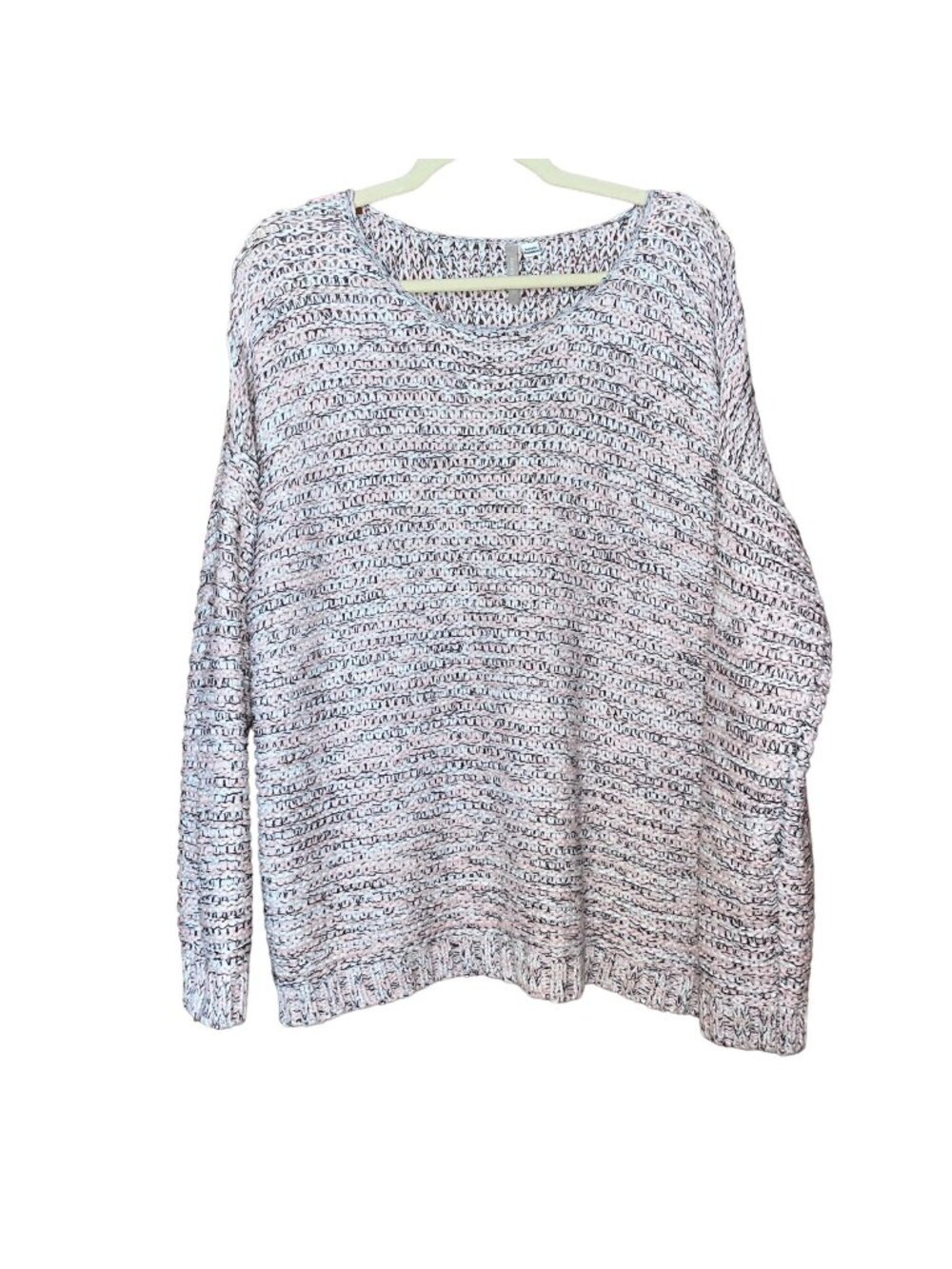 Anthology Womens Loose Knit Sweater Size 12/14 Pink, White, Black Cotton Blend